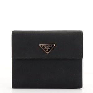 Authentic Vintage Prada Black Nylon and Leather Trifold Wallet